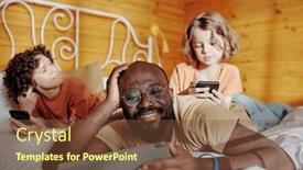  Presentation with intercultural - Slide deck featuring young-restful-intercultural-family-using background and a tawny brown colored foreground