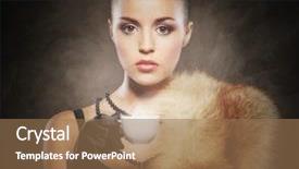  Presentation with rich - PPT layouts enhanced with young rich and beautiful woman with the cup of coffee over the vintage background background and a coral colored foreground