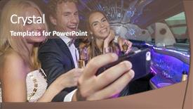  Presentation with selfie - Audience pleasing theme consisting of young rich and famous backdrop and a violet colored foreground