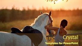  Presentation with rider - Slide deck enhanced with woman with her beautiful horse background and a tawny brown colored foreground