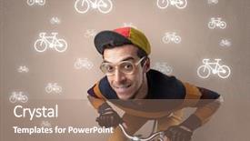  Presentation with ridiculous - PPT theme consisting of young ridiculous biker with line background and a  colored foreground