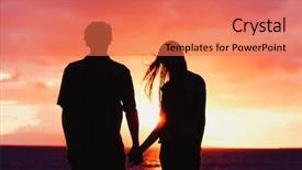  Presentation with hands holding - Cool new slide deck with young romantic couple holding hands backdrop and a  colored foreground