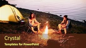  Presentation with romantic - Beautiful presentation theme featuring young-romantic-couple-in-casualwear backdrop and a tawny brown colored foreground