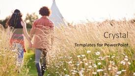  Presentation with teepee - Beautiful PPT layouts featuring walking through field towards teepee backdrop and a lemonade colored foreground