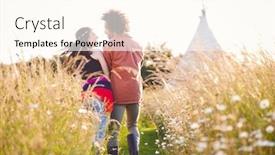  Presentation with teepee - Slide deck with walking through field towards teepee background and a cream colored foreground