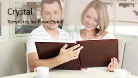  Presentation with romantic birthday couple celebrate - PPT layouts enhanced with young romantic couple with photo background and a coral colored foreground