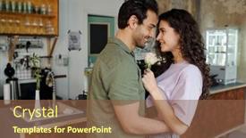  Presentation with pink rose - PPT theme consisting of young-romantic-man-embracing background and a tawny brown colored foreground