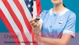  Presentation with stars stripes - Audience pleasing slide set consisting of young-room-maid-in-blue backdrop and a coral colored foreground