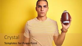  Presentation with rugby - Presentation theme consisting of young-rugby-player-man-holding background and a yellow colored foreground