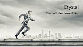  Presentation with running - Theme having young running businessman with colorful background and a light gray colored foreground