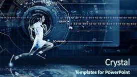  Presentation with digital health - Beautiful slides featuring young running man against digital backdrop and a navy blue colored foreground