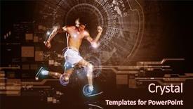  Presentation with running - Amazing presentation theme having young running man against digital backdrop and a wine colored foreground