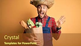  Presentation with holding hands - Amazing PPT theme having young-rural-farmer-man-holding backdrop and a tawny brown colored foreground