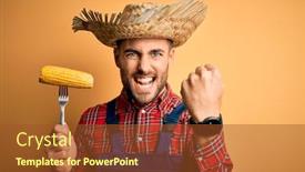  Presentation with rural - Beautiful PPT layouts featuring young-rural-farmer-man-holding backdrop and a tawny brown colored foreground