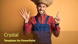  Presentation with rural - PPT theme consisting of young-rural-farmer-man-wearing background and a tawny brown colored foreground