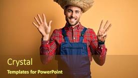  Presentation with rural - Cool new slide deck with young-rural-farmer-man-wearing backdrop and a tawny brown colored foreground