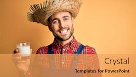  Presentation with rural - Beautiful PPT theme featuring young-rural-farmer-man-wearing backdrop and a yellow colored foreground