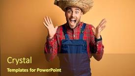 Presentation with rural - PPT theme having young-rural-farmer-man-wearing background and a tawny brown colored foreground