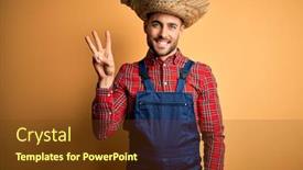  Presentation with rural - PPT theme having young-rural-farmer-man-wearing background and a tawny brown colored foreground