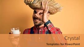  Presentation with rural - Presentation theme with young-rural-farmer-man-wearing background and a yellow colored foreground