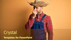  Presentation with bad breath - Presentation theme enhanced with young-rural-farmer-man-wearing background and a tawny brown colored foreground
