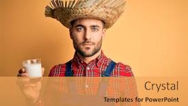  Presentation with smart farm - Colorful presentation enhanced with young-rural-farmer-man-wearing backdrop and a yellow colored foreground