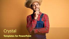  Presentation with rural - Presentation design having young-rural-farmer-man-wearing background and a tawny brown colored foreground