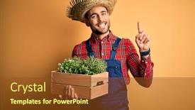  Presentation with plant harvest - Cool new presentation design with young-rural-farmer-man-wearing backdrop and a tawny brown colored foreground