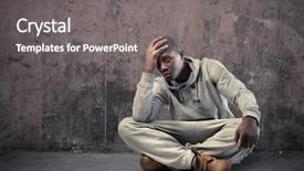  Presentation with sad - Beautiful PPT theme featuring young sad african man backdrop and a gray colored foreground