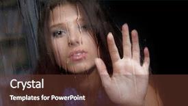  Presentation with woman sad - Slide deck featuring teens depression - young sad woman behind wet background and a tawny brown colored foreground