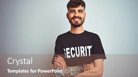  Presentation with security camera - Presentation theme enhanced with young-safeguard-man-with-tattoo background and a violet colored foreground