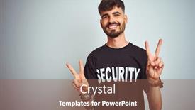  Presentation with security camera - Colorful presentation theme enhanced with young-safeguard-man-with-tattoo backdrop and a violet colored foreground