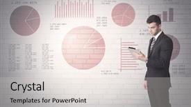  Presentation with brick wall - Colorful PPT layouts enhanced with lines and pie chart backdrop and a lemonade colored foreground