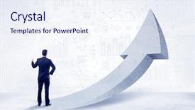  Presentation with sales - Colorful presentation theme enhanced with young sales business person backdrop and a sky blue colored foreground