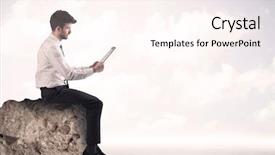  Presentation with word cloud sales tax - Beautiful presentation theme featuring young sales person in elegant backdrop and a pink colored foreground