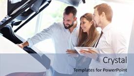  Presentation with salesman - Theme consisting of young salesman explaining car features background and a light blue colored foreground