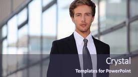  Presentation with salesman - PPT theme having young salesman in smart suit background and a  colored foreground