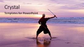  Presentation with samurai - Presentation theme consisting of young samurai women with japanese background and a lemonade colored foreground