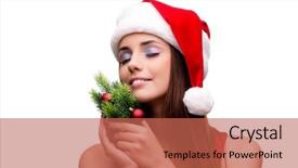  Presentation with girl christmas - Colorful PPT theme enhanced with young santa girl in christmas backdrop and a red colored foreground
