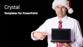  Presentation with christmas black - Colorful PPT layouts enhanced with young santa in shirt and necktie use small netbook online christmas shopping concept studio shoot isolated on black backdrop and a black colored foreground