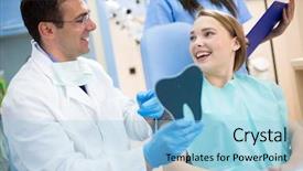  Presentation with dentist - Beautiful theme featuring young satisfied client and dentist backdrop and a  colored foreground