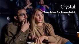  Presentation with horror cinema - PPT theme featuring young-scared-dates-with-box background and a black colored foreground