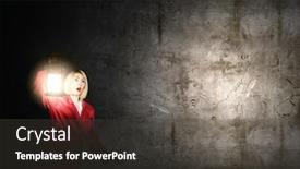  Presentation with lantern - Colorful PPT theme enhanced with fairy tale - young scared woman in red backdrop and a dark gray colored foreground