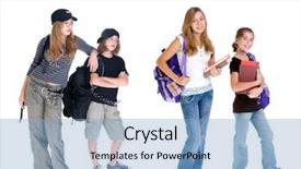  Presentation with attitude - Colorful slides enhanced with young school girls backdrop and a light blue colored foreground