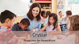  Presentation with school kids - Audience pleasing slides consisting of young school kids in classroom backdrop and a coral colored foreground