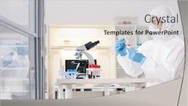  Presentation with pharmacist - Audience pleasing slides consisting of young-scientific-researcher-or-pharmacist backdrop and a light gray colored foreground