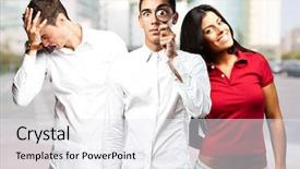  Presentation with scientific - Slides with young scientific with friends background and a white colored foreground