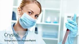  Presentation with scientist - Amazing theme having young scientist in white uniform backdrop and a  colored foreground