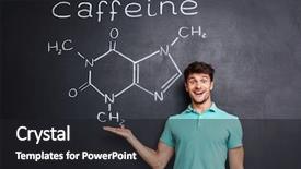  Presentation with chemical - Beautiful PPT theme featuring young scientist showing chemical structure backdrop and a dark gray colored foreground