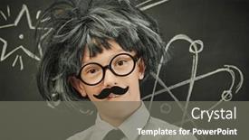  Presentation with early education - PPT theme having young-scientists-funny-boy background and a gray colored foreground
